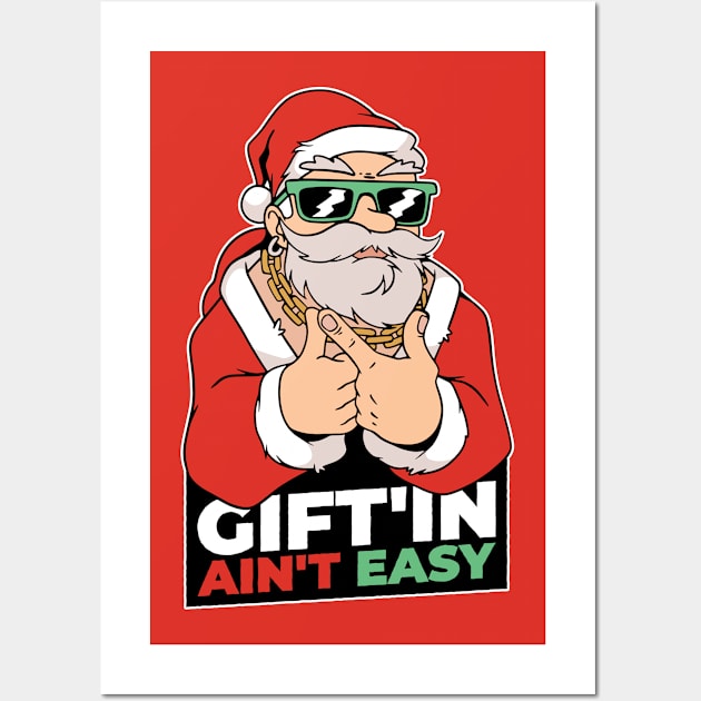 Giftin Ain't Easy // Funny Santa Claus Cartoon Wall Art by SLAG_Creative